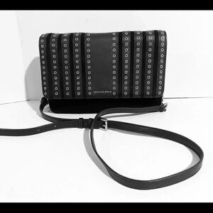 Michael kors Black leather suede crossbody handbag
